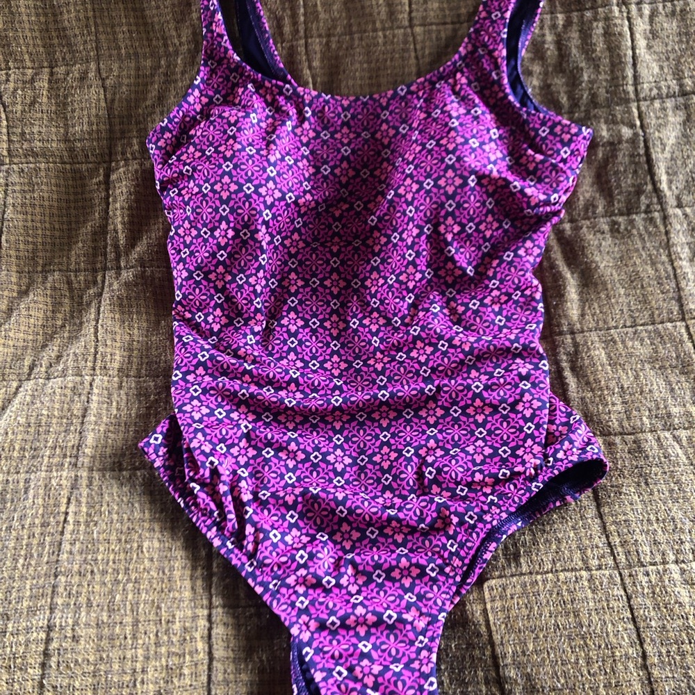 Purple Geometric One Piece Swimsuit from Lands’ End